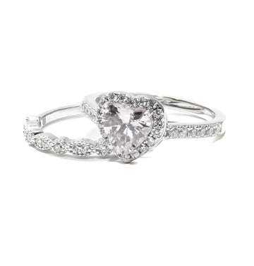 Duo Anillo Cuore Plata D'amore + Caja De Anillo