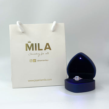 Caja de anillo en corazón (Premium) - Azul