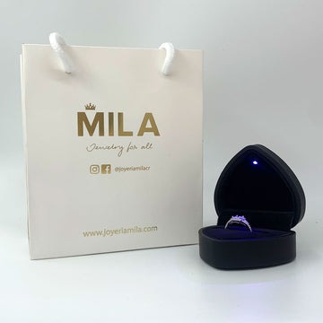 Caja de anillo en corazón (Premium) - Negro