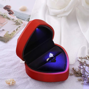 Caja de anillo en corazón (Premium) - Rojo