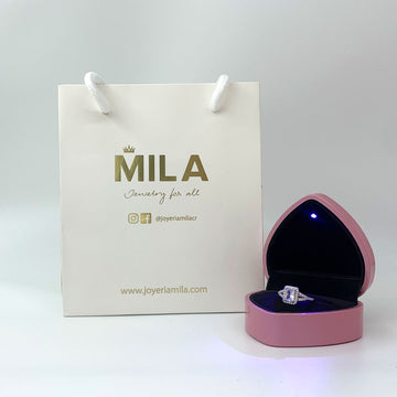 Caja de anillo en corazón (Premium) - Rosa