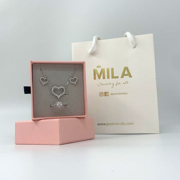 Aretes Cuore leggero, Collar Cuore leggero y Anillo Cuore d’amore infinito