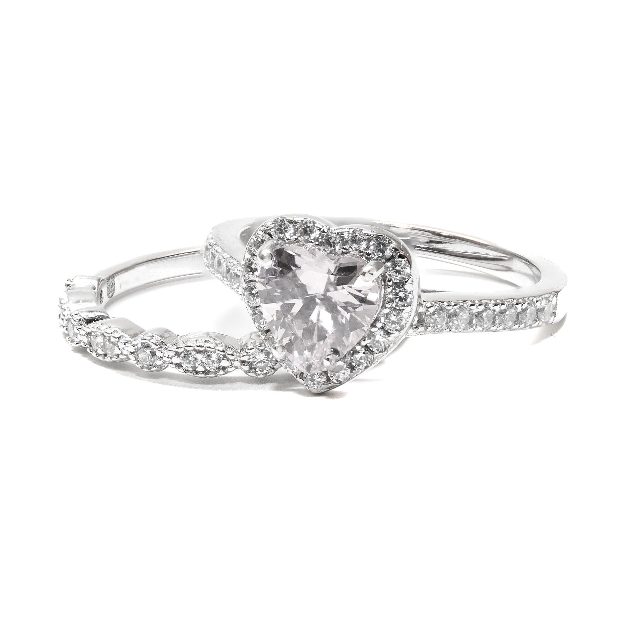 Duo Anillo Cuore Plata D'amore + Caja De Anillo