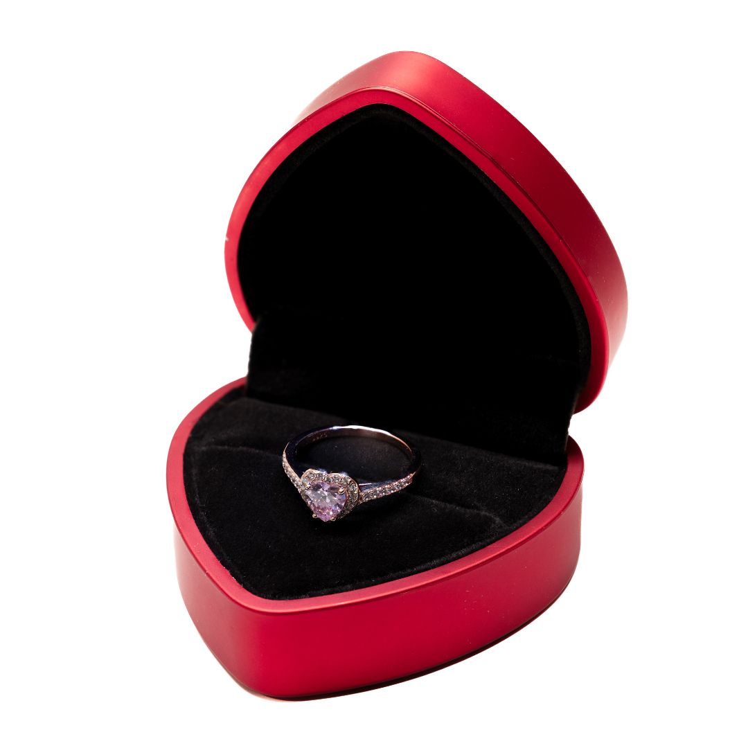 Anillo “Cuore D’Amore” Oro Rosa con Piedra Rosa – Caja Premium y Grabado “Te amo ♥️” Incluido