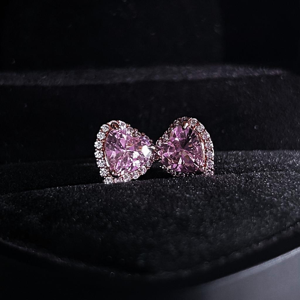 Aretes Cuore D'Amore Pietra Rosa