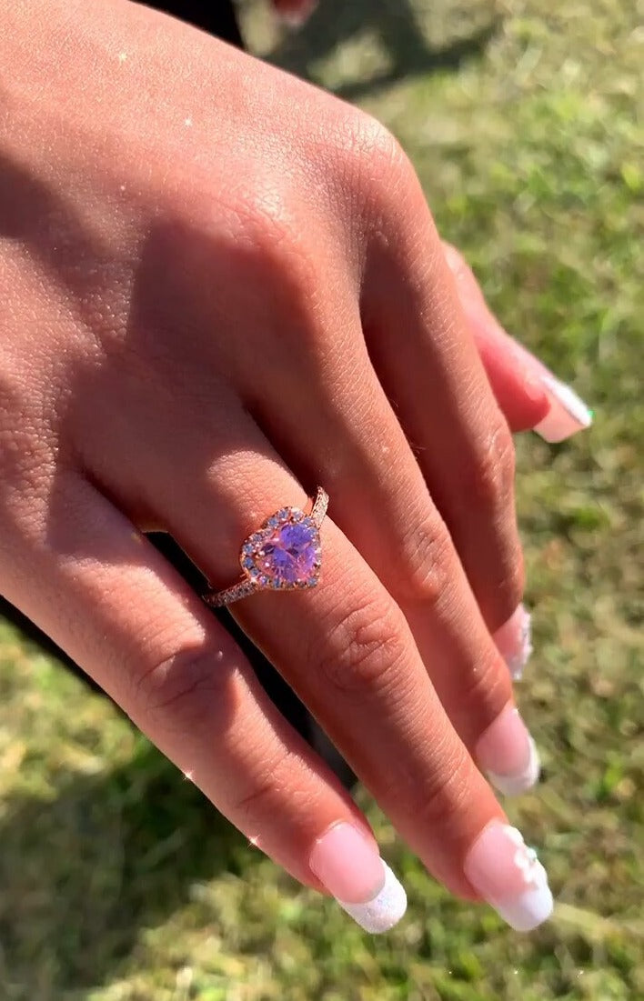 Anillo “Cuore D’Amore” Oro Rosa con Piedra Rosa – Caja Premium y Grabado “Te amo ♥️” Incluido