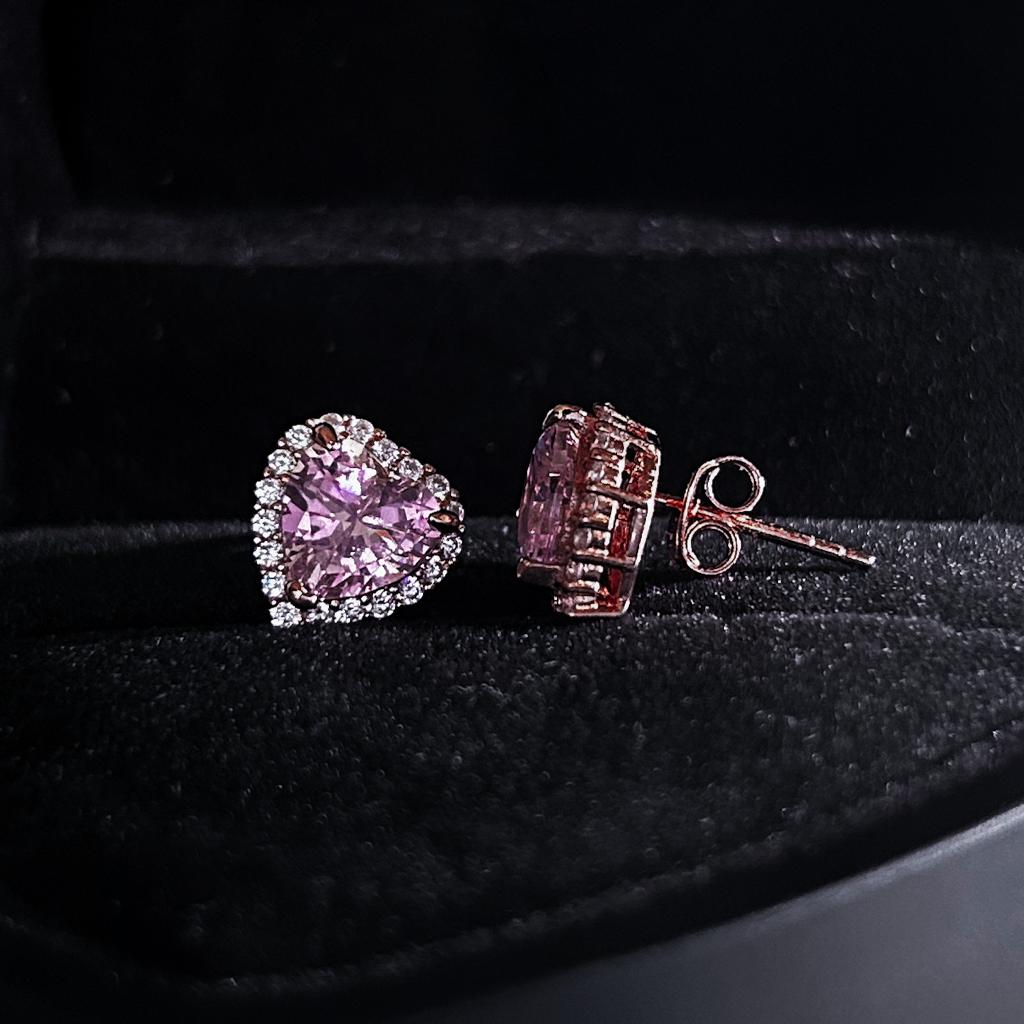 Aretes Cuore D'Amore Pietra Rosa