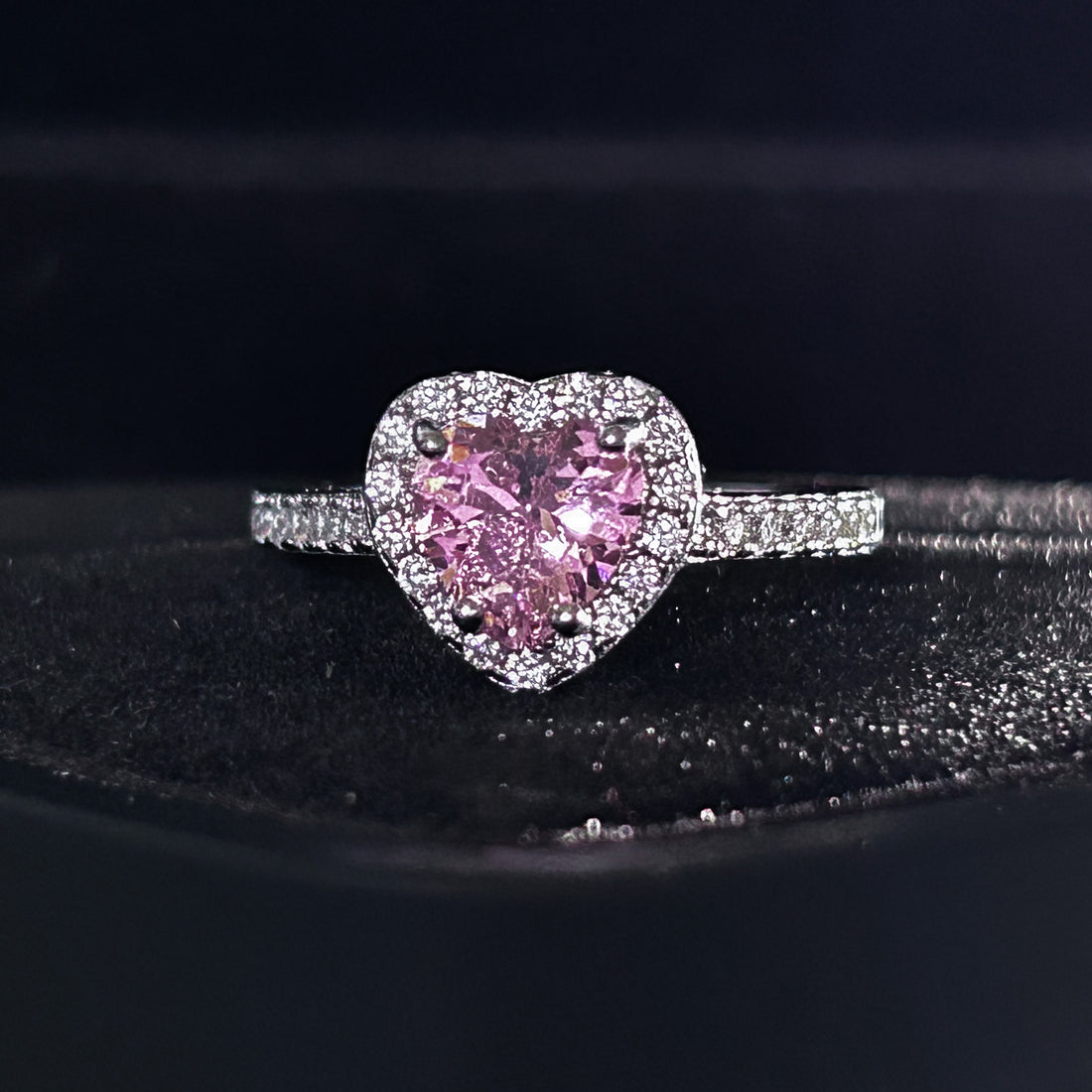 Anillo de Plata 925 Cuore D’Amore con Piedra Rosa + Caja Premium + Grabado Gratis “Te amo ♥️”