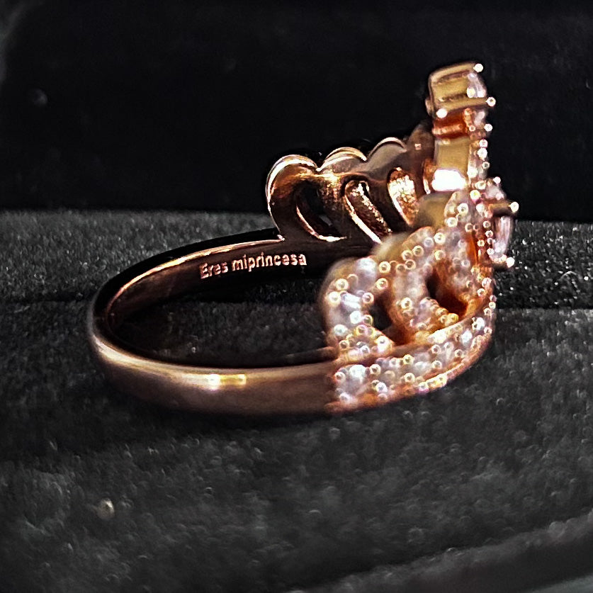 Anillo corona di principessa + Caja De Anillo + Grabado " Eres mi princesa "