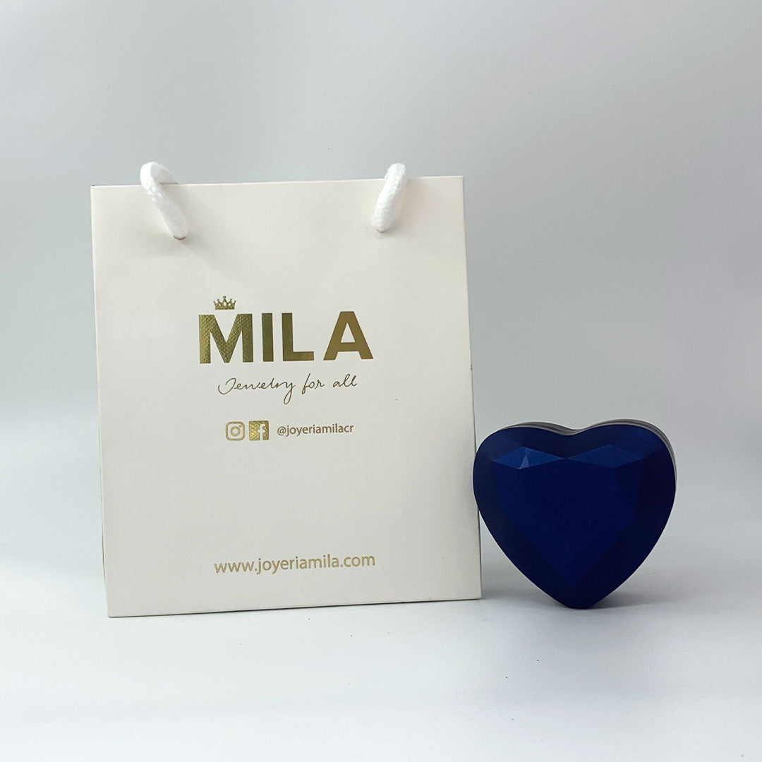 Caja de anillo en corazón (Premium) - Azul