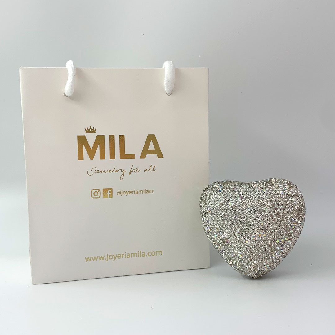 Caja de anillo en corazón (Premium Deluxe) - Blanco