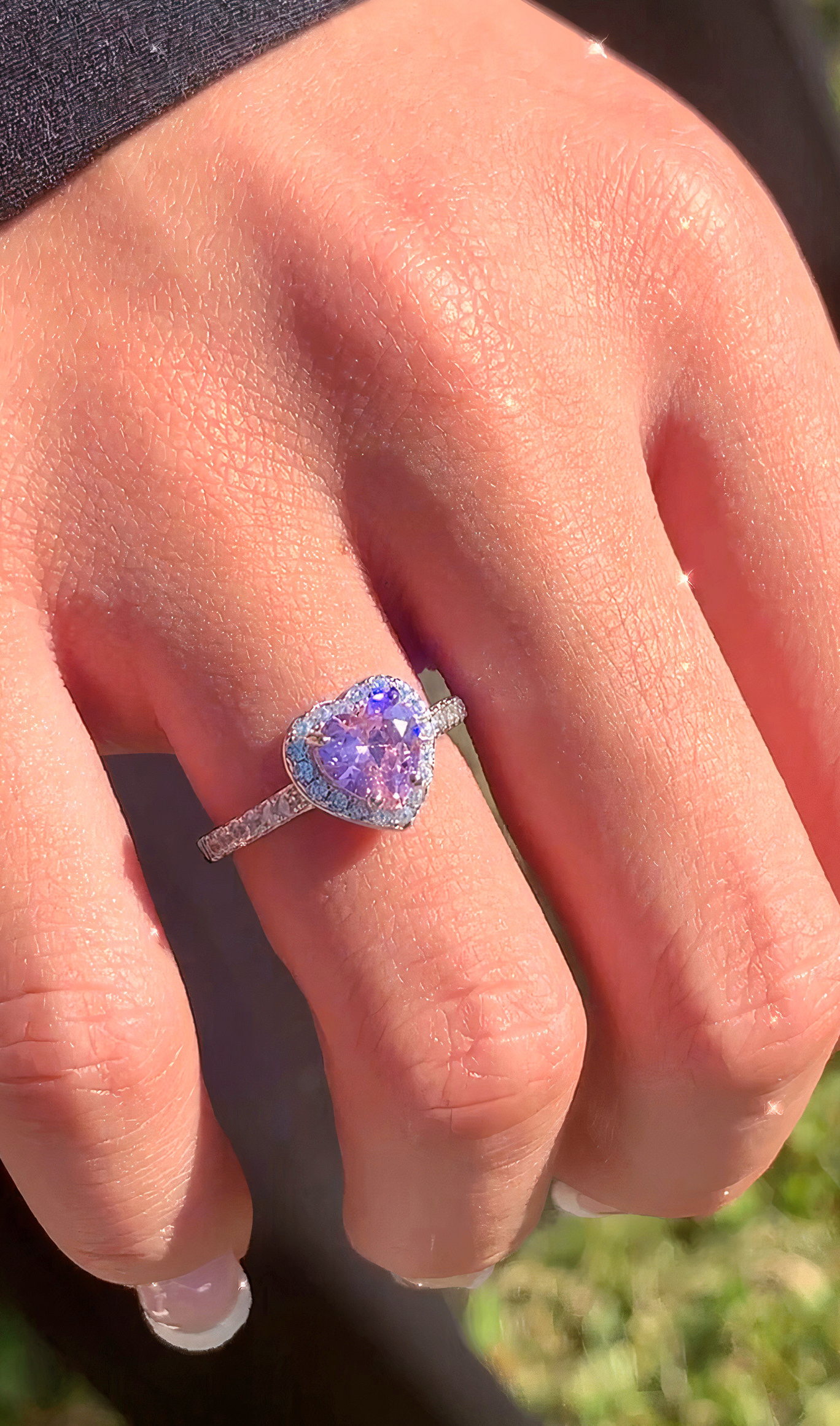 Duo Anillo Cuore Plata D'amore Pietra Rosa + Caja De Anillo + Grabado " Te Amo ♥️ "