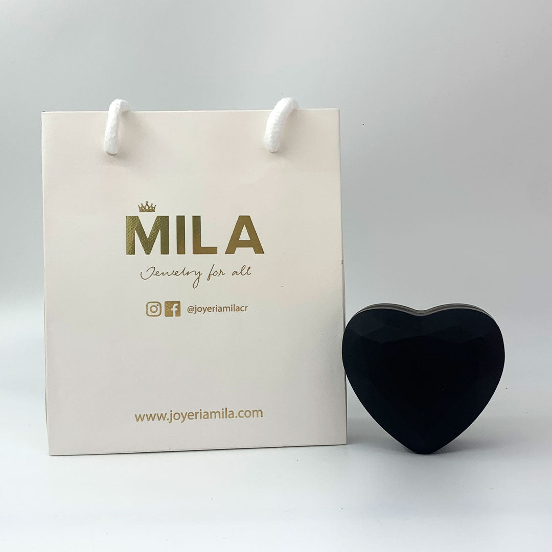 Caja de anillo en corazón (Premium) - Negro