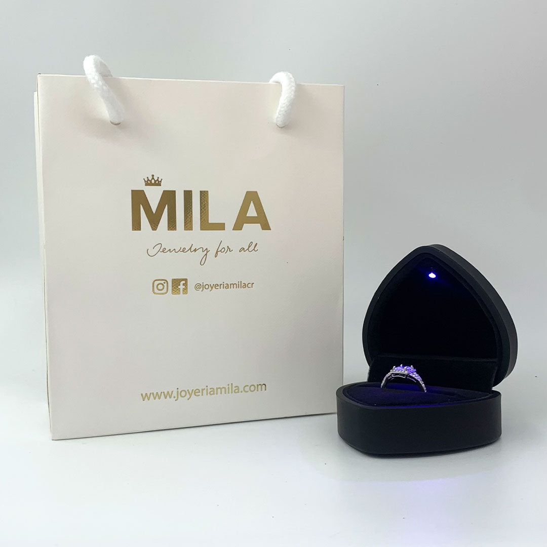 Caja de anillo en corazón (Premium) - Negro