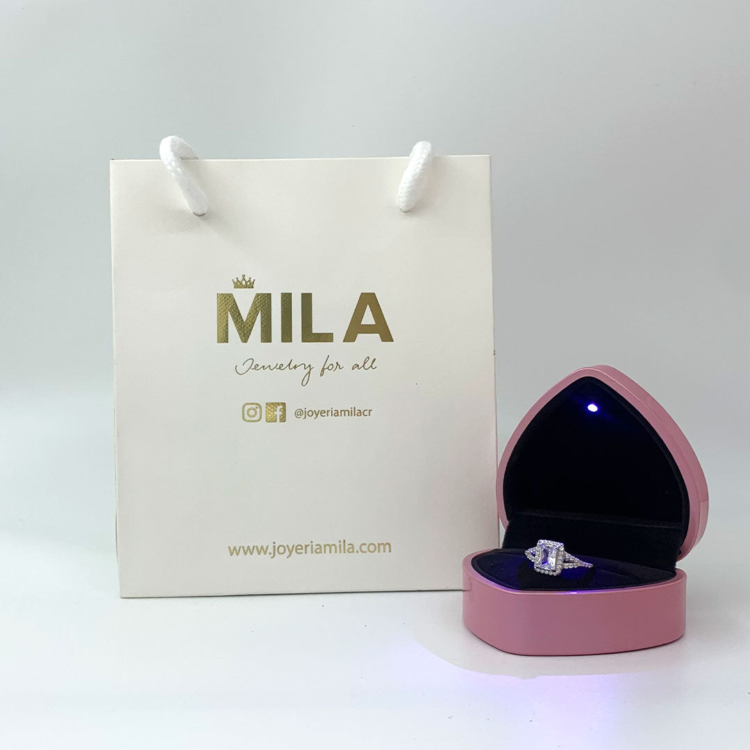 Caja de anillo en corazón (Premium) - Rosa